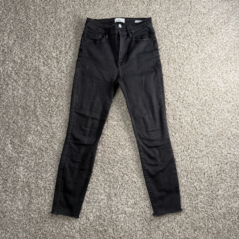 Frame Denim Ali High Rise Cigarette Jeans in Black Size 28